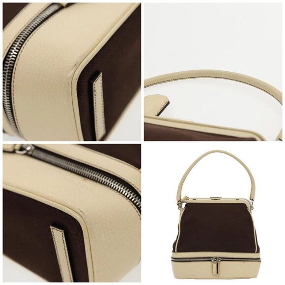 PRADA Hand Bag Canvas Silver Brown - Picture 10 of 15